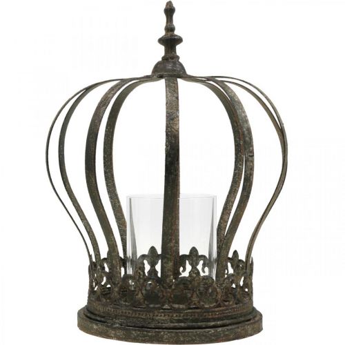 Floristik24 Couronne en forme de lanterne, décoration bougie, couronne métal aspect antique H28cm Ø21cm