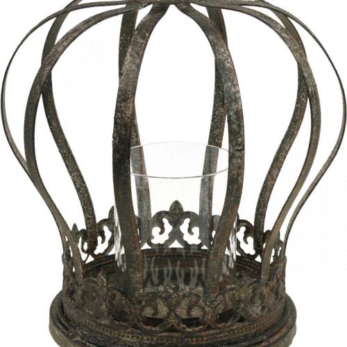 Floristik24 Couronne en forme de lanterne, décoration bougie, couronne métal aspect antique H28cm Ø21cm