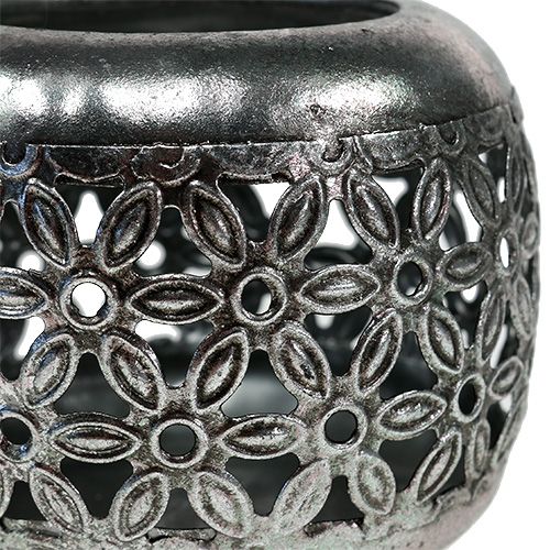 Floristik24 Lanterne en argent avec un motif floral Ø9,5cm H7cm