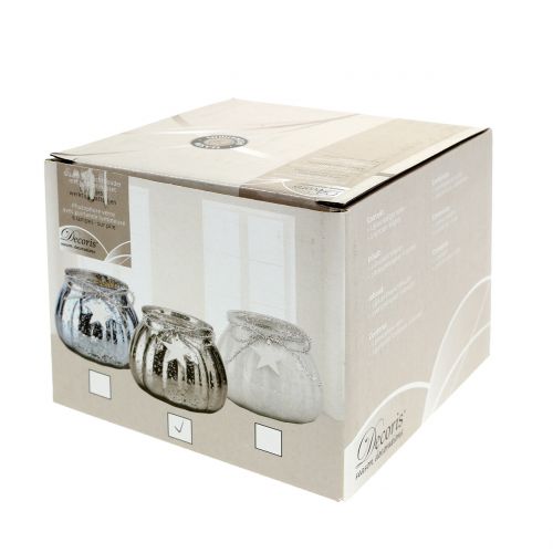 Floristik24 Lanterne argentée avec éclairage LED Ø11cm H10cm