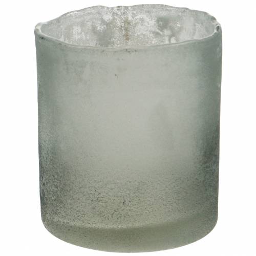 Floristik24 Lanterne en verre gris dépoli Ø8,5cm H9,5cm