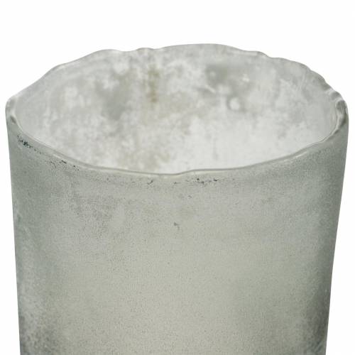 Floristik24 Lanterne en verre gris dépoli Ø8,5cm H9,5cm