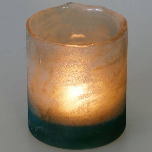Floristik24 Lanterne en verre vert dépoli Ø8,5cm H9,5cm