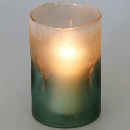 Floristik24 Lanterne en verre vert dépoli Ø10cm H15cm