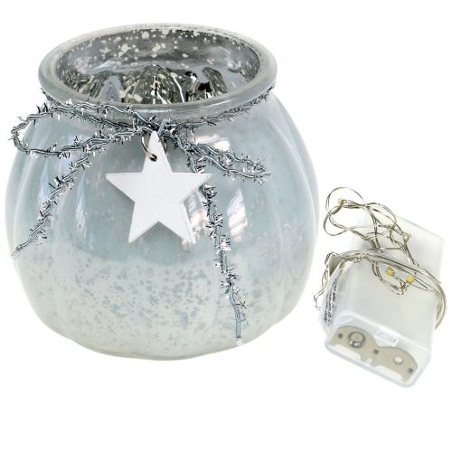 Floristik24 Lanterne blanche avec éclairage LED Ø11cm H10cm