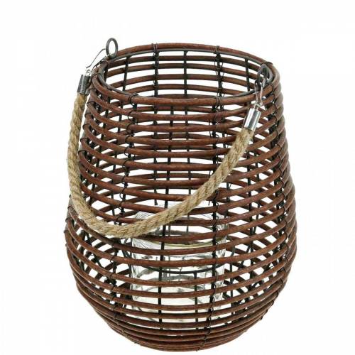 Lanterne décorative, décoration bougie avec anse, lanterne en panier Ø23cm H27cm