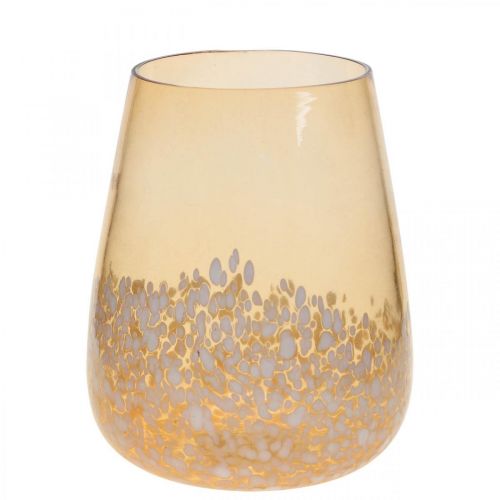Lanterne verre photophore verre décoration marron blanc Ø10cm