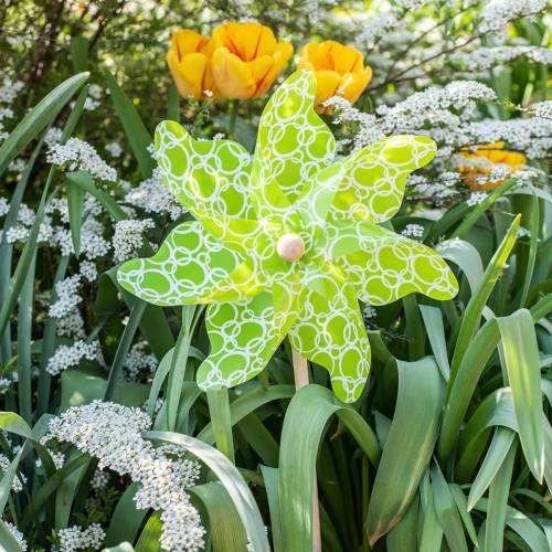 Floristik24 Moulin à vent Ø22cm vert 2pcs