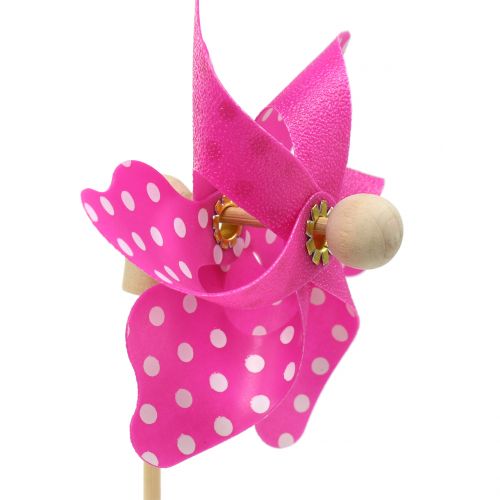 Floristik24 Moulin à vent déco à pois Rose Ø8cm 12pcs