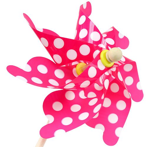Floristik24 Moulin à vent à pois sur pic fuchsia Ø 30 cm