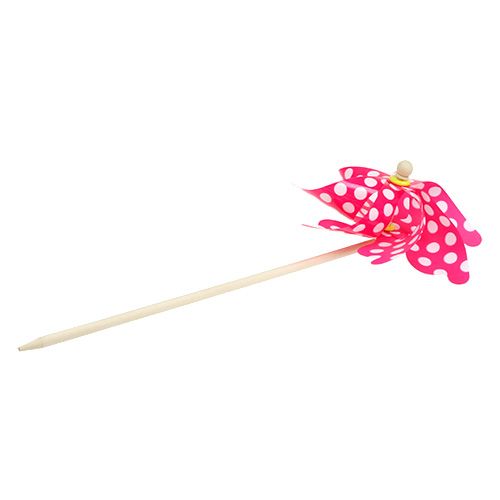 Floristik24 Moulin à vent à pois sur pic fuchsia Ø 30 cm