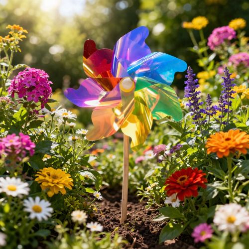 Article Balcon en forme de moulin à vent, élément décoratif coloré et attrayant pour le jardin d'été, 75 cm