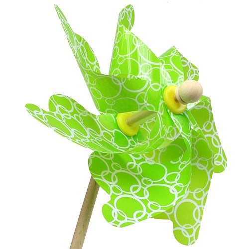Floristik24 Moulin à vent Ø22cm vert 2pcs