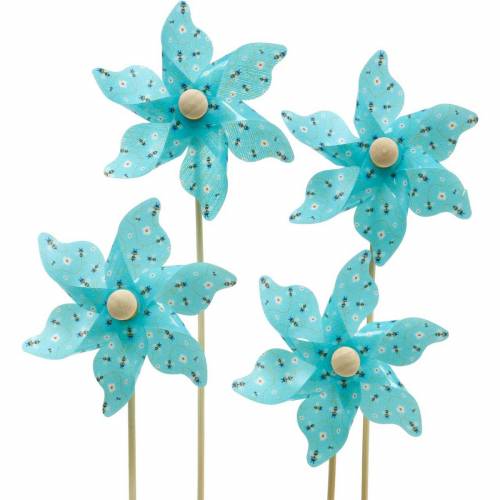 Floristik24 Moulin à vent moulin à vent abeilles turquoise Ø8.5cm décoration été jardin 12pcs