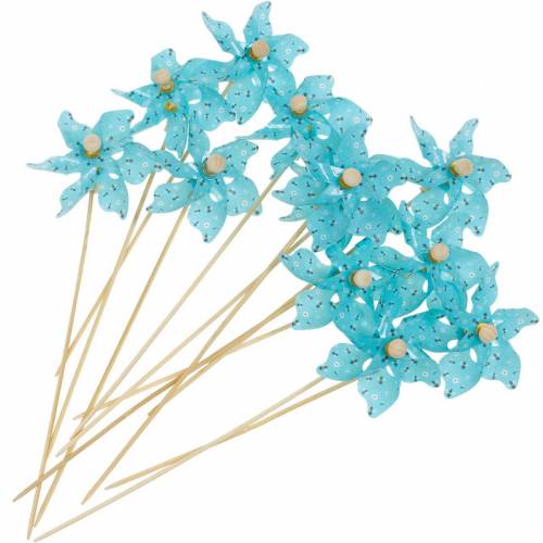 Floristik24 Moulin à vent moulin à vent abeilles turquoise Ø8.5cm décoration été jardin 12pcs