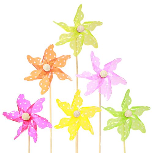 Article Moulin à vent à pois sur bâton coloré Ø8,5cm 12 pcs