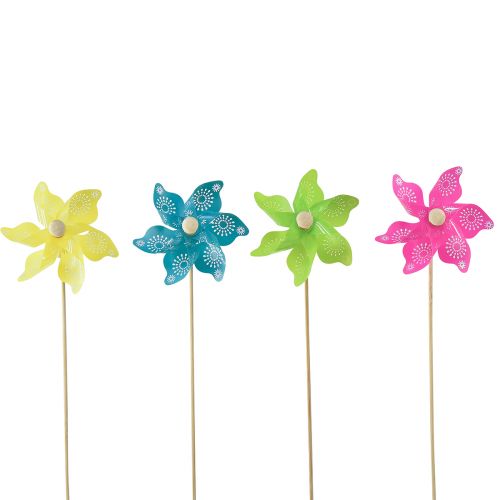 Pinwheel Rose Jaune Turquoise Vert Décoration Balcon Ø8.5cm 4pcs