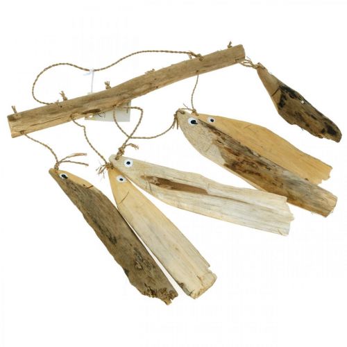 Floristik24 Décoration poisson maritime, carillons éoliens en bois flotté, décoration bois L50cm W30cm