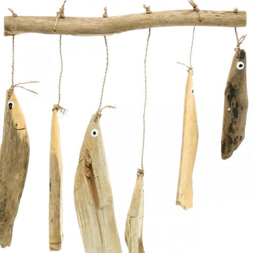 Floristik24 Décoration poisson maritime, carillons éoliens en bois flotté, décoration bois L50cm W30cm