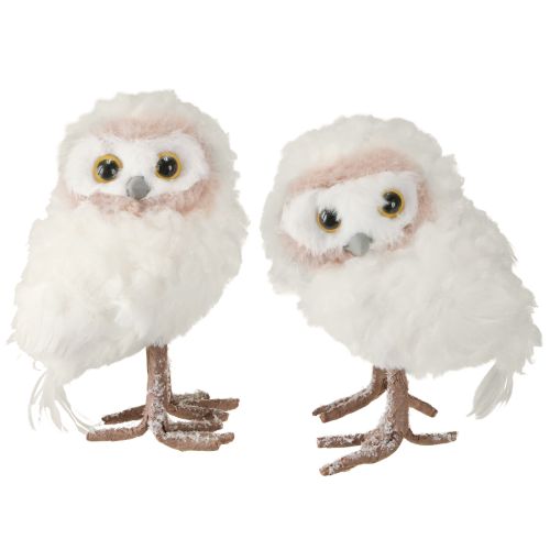 Floristik24 Décoration d&#39;hiver figurines décoratives de hibou à poser blanc 15 cm 2 pièces