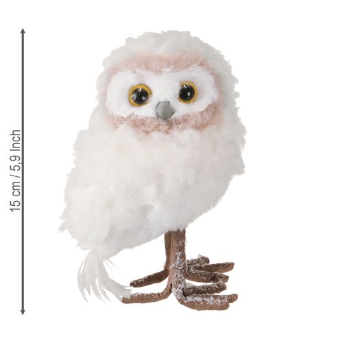 Article Décoration d&#39;hiver figurines décoratives de hibou à poser blanc 15 cm 2 pièces