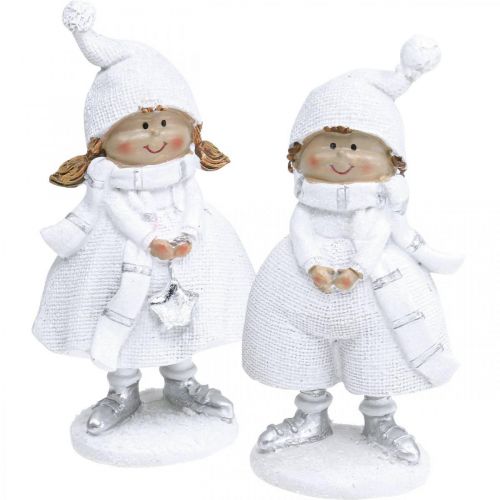 Floristik24 Figurines d&#39;enfants d&#39;hiver Décoration d&#39;hiver de Noël H17cm lot de 2