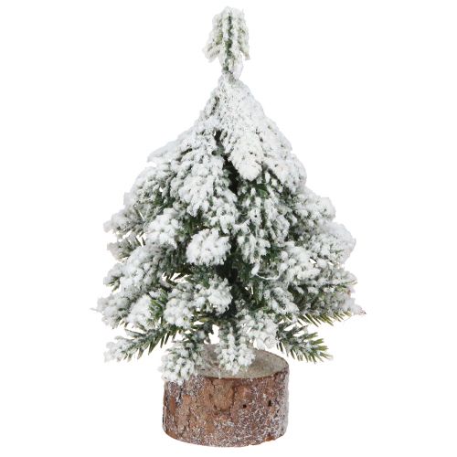 Floristik24 Décoration d'hiver Sapin de Noël en vert blanc Ø7cm H14cm 4pcs