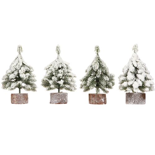 Floristik24 Décoration d'hiver Sapin de Noël en vert blanc Ø7cm H14cm 4pcs