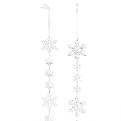 Article Guirlande d&#39;hiver cristaux de glace clair argent blanc L150cm 2 pièces
