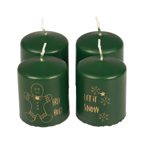 Floristik24 Bougies de Noël bougies Noël vert Ø5cm H6cm 4pcs