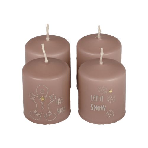 Article Bougies de Noël bougies Noël rose Ø5cm H6cm 4pcs