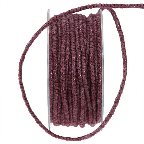 Article Fil de laine avec cordon en feutre mica violet Ø5mm 33m