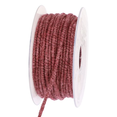 Fil de laine avec cordon en feutre mica violet Ø5mm 33m