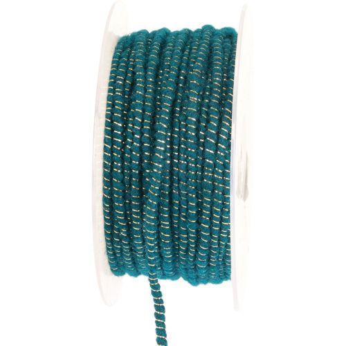 Article Fil de laine avec cordon en feutre cordon de laine turquoise doré Ø5mm 33m