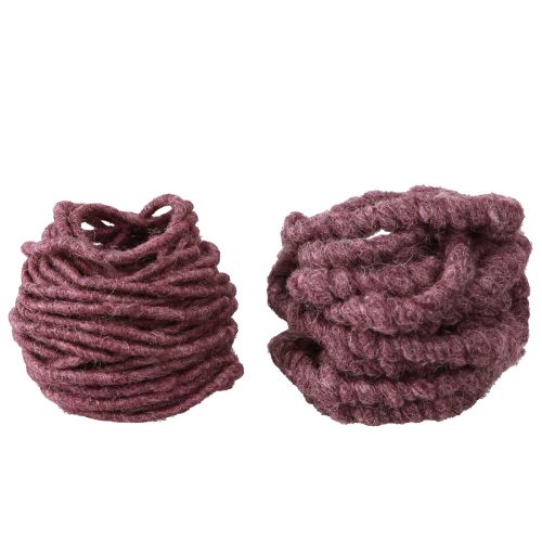 Floristik24 Lot de 2 cordons décoratifs en feutre de laine, mèche en feutre, baies, L7 m