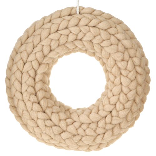 Floristik24 Couronne décorative en feutre de laine à suspendre marron clair Ø25cm L4cm