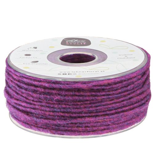 Cordon laine violet 3mm 100m