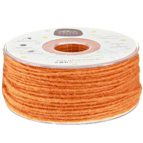 Floristik24 Cordon de laine orange 3mm 100m