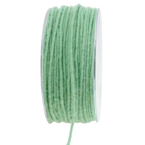 Cordon de laine vert menthe 3mm 100m