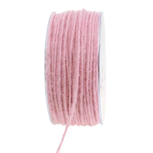 Floristik24 Cordon de laine rose 3mm 100m