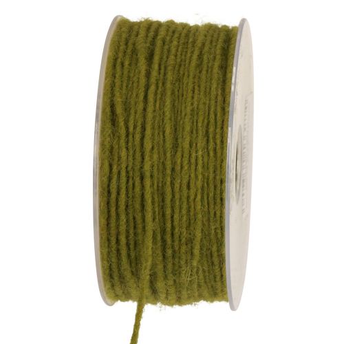 Floristik24 Fil de mèche cordon de laine cordon de feutre vert mousse 3mm 100m