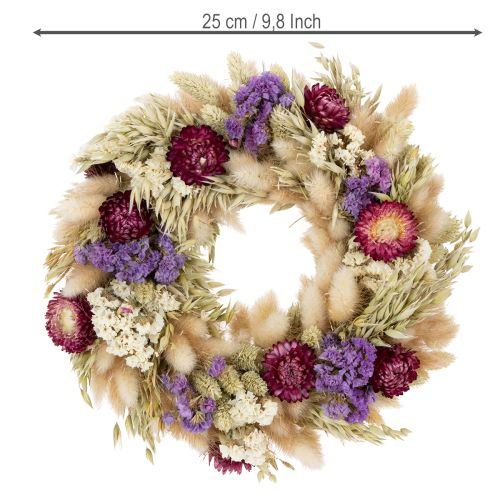 Article Couronne de fleurs séchées, décoration de table festive pour les occasions spéciales et les saisons, 25 cm