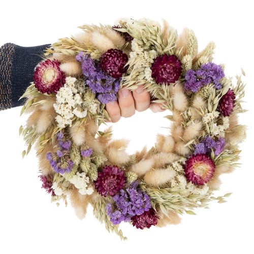 Article Couronne de fleurs séchées, décoration de table festive pour les occasions spéciales et les saisons, 25 cm