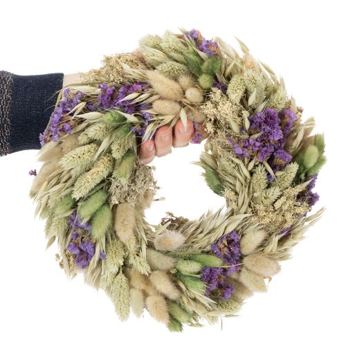 Article Couronne de fleurs séchées pour le printemps et l'été, pour la table et la porte d'entrée, pour les occasions spéciales avec des touches de couleur, 26 cm