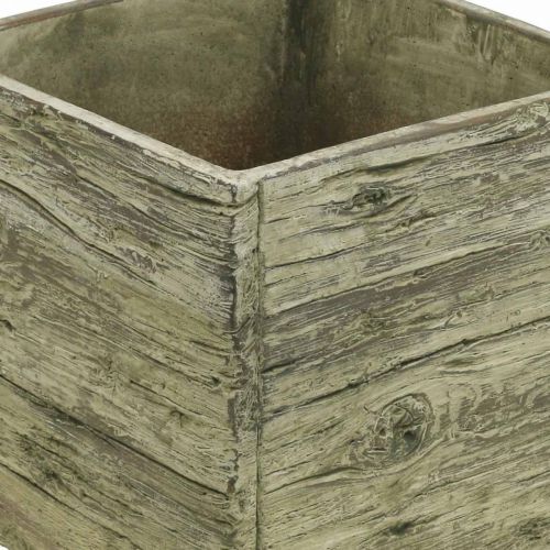Floristik24 Pot de fleurs carré 18x18cm caisse béton aspect bois