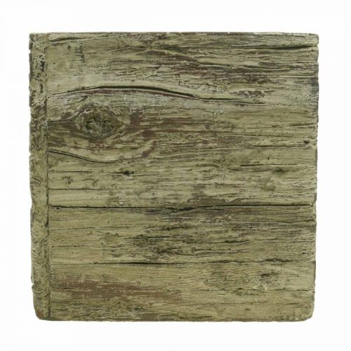 Floristik24 Pot de fleurs carré 18x18cm caisse béton aspect bois