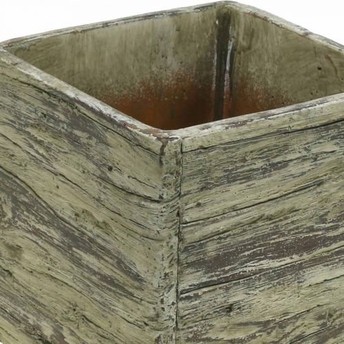 Floristik24 Pot de fleur carré 15x15cm jardinière en béton aspect bois