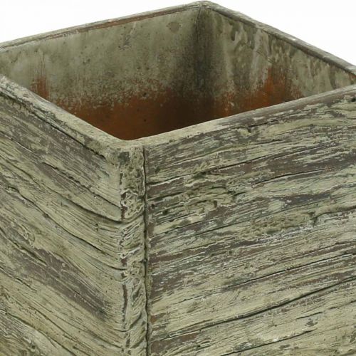 Floristik24 Pot de fleur carré 12x12cm cube béton aspect bois