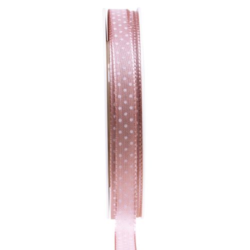 Floristik24 Ruban cadeau ruban décoratif à pois vieux rose 10mm 25m