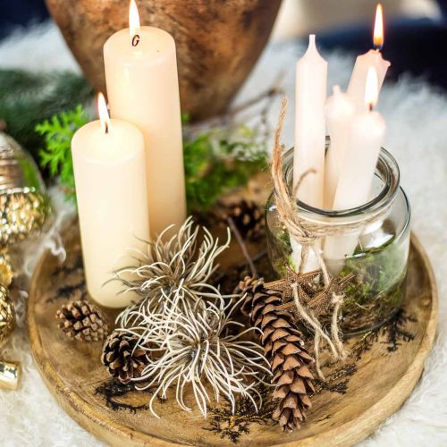 Article Xanthium fleur artificielle décoration d'automne 6 fleurs crème, marron 80cm 3pcs